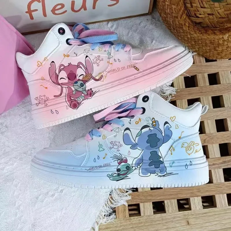 New Disney girls Stitch Mickey Mouse princess cute Casual shoes non-slip soft bottom Mickey Mouse sports shoes for girl gift
