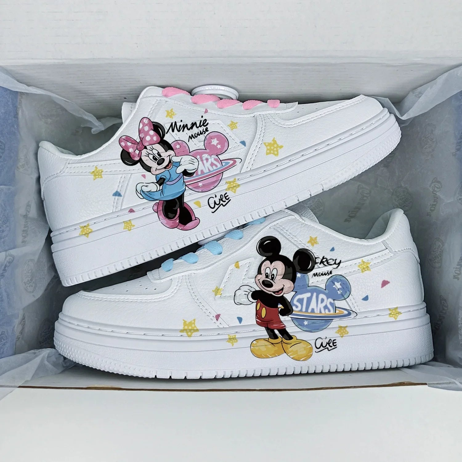 New Disney girls Stitch Mickey Mouse princess cute Casual shoes non-slip soft bottom Mickey Mouse sports shoes for girl gift