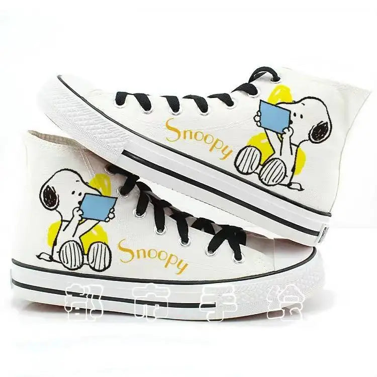 real photos plus big size Women's Shoes Snoopy cartoon Cute White women flats Spring autumn Versatile Students man Casual Shoes