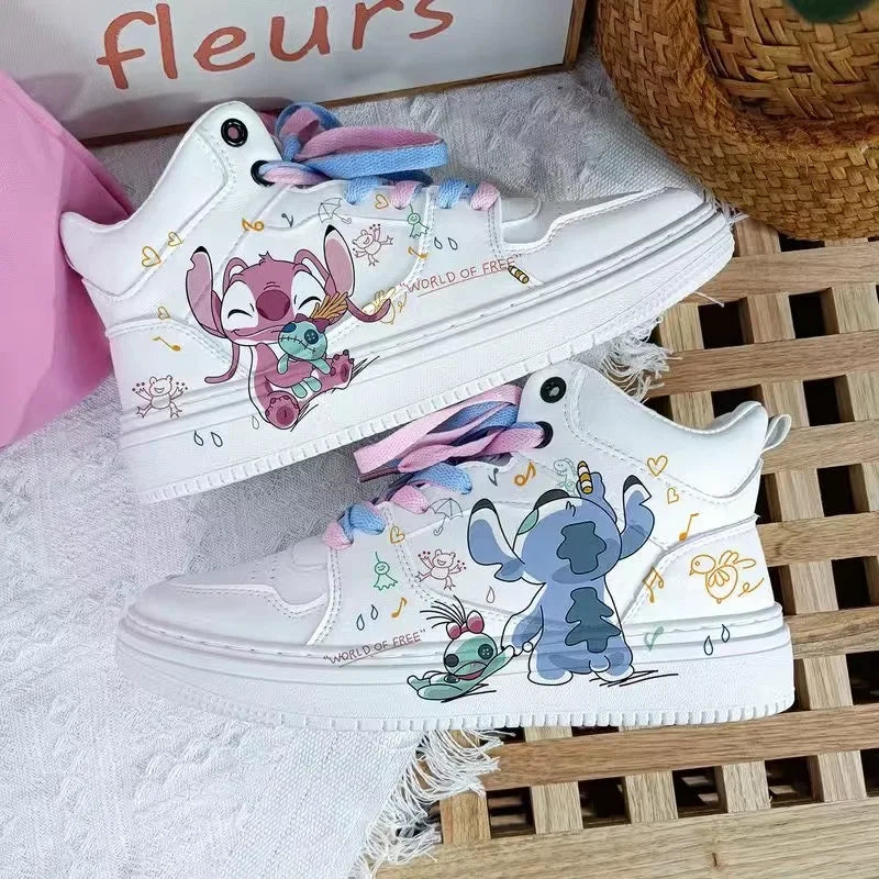 New Disney girls Stitch Mickey Mouse princess cute Casual shoes non-slip soft bottom Mickey Mouse sports shoes for girl gift