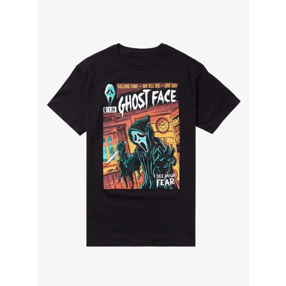 Scream Ghost Face Comic Cover T-Shirt Printed T-shirt Summer Cotton Men's and Women's T-shirt Short Sleeve Fashion