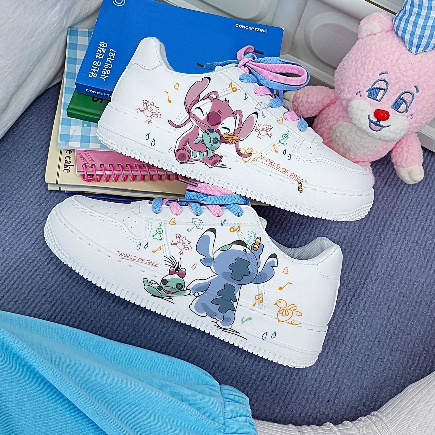 New Disney girls Stitch Mickey Mouse princess cute Casual shoes non-slip soft bottom Mickey Mouse sports shoes for girl gift