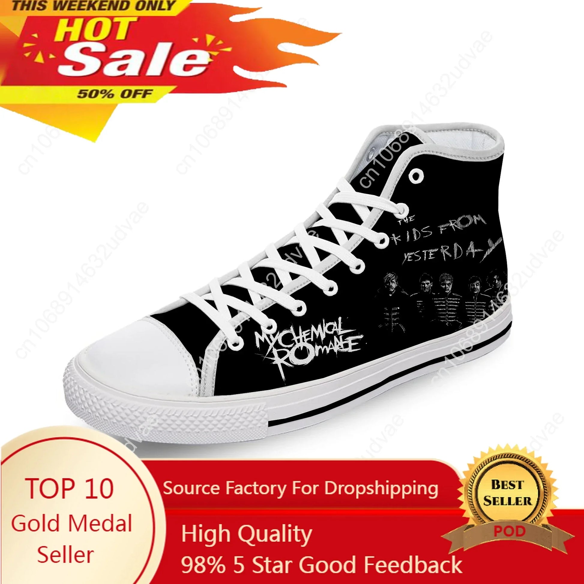 My Chemical Romance MCR Rock Band Casual Cloth 3D Print High Top Canvas Fashion Shoes Men Women Teenager Breathable Sneakers